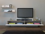 Hanah Home Mueble de TV Lusi - Córdoba, Blanco - Medidas: 180 cm ancho x 40 cm alto x 31 cm prof. - Estantes pared 60 cm
