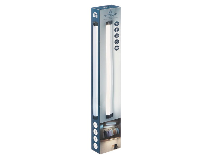 Giftdecor Lámpara LED Recta Imantada Recargable 52x4x2.5 cm Blanca Plástico Metal (Set de 12)