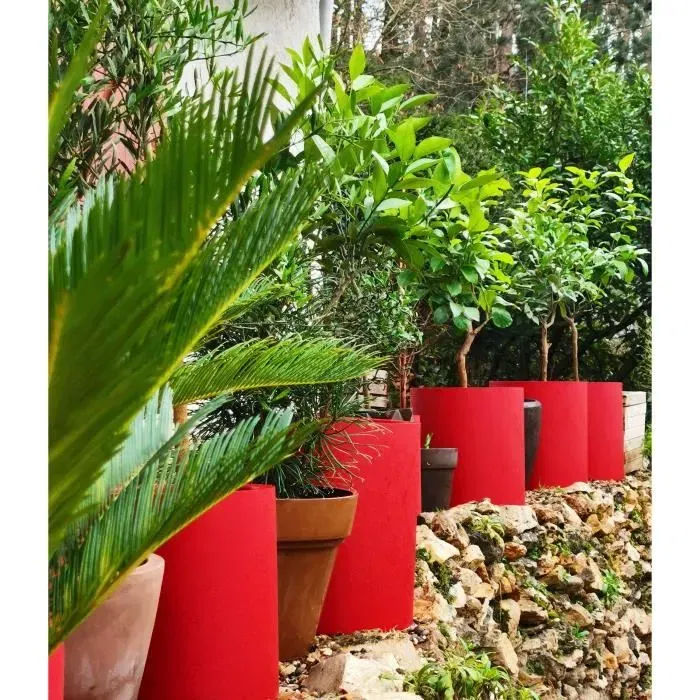Riviera Contenedor Granito Redondo 40cm Rojo Doble Pared con Retención de Agua, Fabricación Francesa Riviera Contenedor Granito Redondo 40cm Rojo Doble Pared con Retención de Agua, Fabricación Francesa
