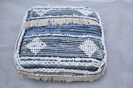 DKD Home Decor Cojín Suelo Boho Negro Blanco 60 x 60 x 25 cm