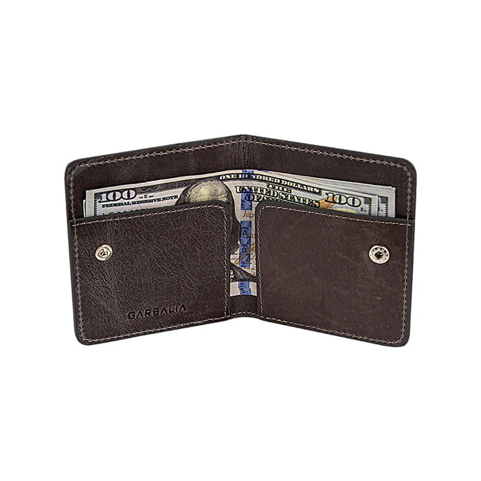 Zoozie Bags Regina - Grey Cartera para Hombre Piel Auténtica Elegante Negra 10.5x2x8cm