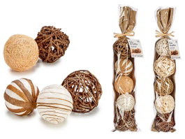 Giftdecor Bolsa 5 Bolas Col Natural Surtido, Especias, 8x49x8 cm (Set de 24)
