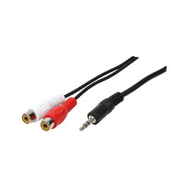 LogiLink Cable de Audio 3,5 mm a 2x RCA, 0,2 m, Negro