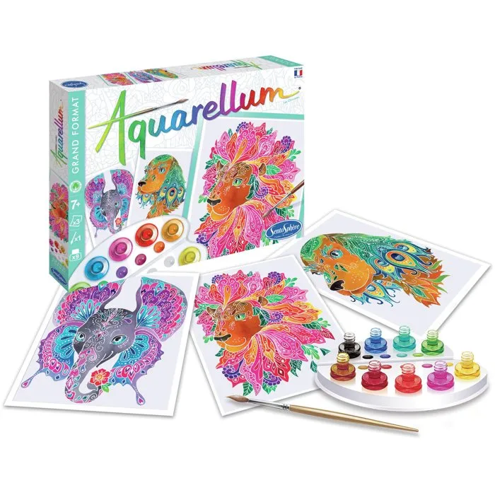 Sentosphere Aquarellum - Kit de Acuarela Quimeras con 9 Colores, 3 Pinturas Impresas en Papel Vitela - Para Mayores de 7 Años