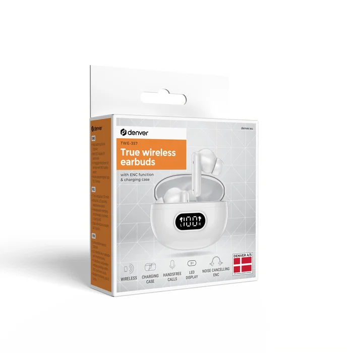 Denver TWE-357 Auriculares TWS Clip de Oreja Blanco