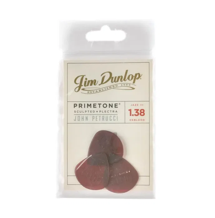 Dunlop Púas John Petrucci Primetone Jazz III Oxblood 1,38 mm (pack de 3) Dunlop Púas John Petrucci Primetone Jazz III Oxblood 1,38 mm (pack de 3)