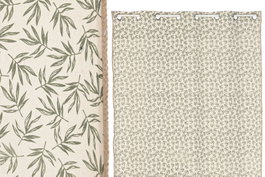 DKD Home Decor Cortina de Algodón y Yute 140x260 cm Natural y Verde