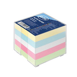 Porta Notas Forofis 90X90 Mm Transparente Con 800 Notas En 5 Colores Pastel Incluidas