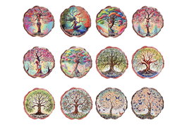 DKD Home Decor Posavasos de Dolomita Árbol Surtido de 12 Unidades