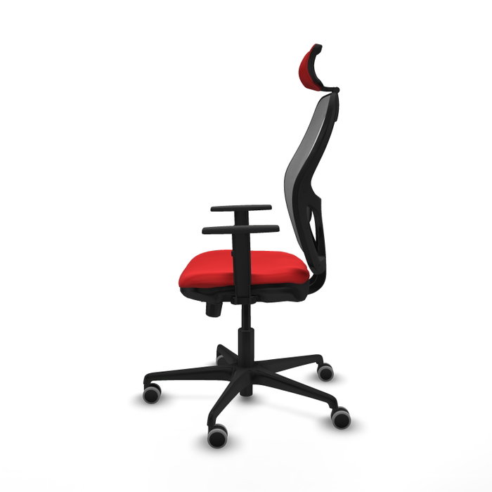 PIQUERAS Y CRESPO Silla de oficina Jorquera con mecanismo Sincro/Traslack, Similpiel Rojo y Malla Gris