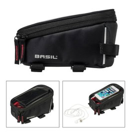 Basil Bolsa de cuadro Sport Design Poliéster 1L Negra Impermeable con Funda Lluvia