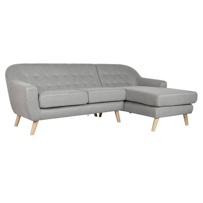 DKD Home Decor Sofá con Chaise longue en Poliéster y Rubberwood Color Topo DKD Home Decor Sofá con Chaise longue en Poliéster y Rubberwood Color Topo