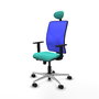 PIQUERAS Y CRESPO Silla de oficina Motilla con mecanismo Sincro/Traslack Turquesa y Azul