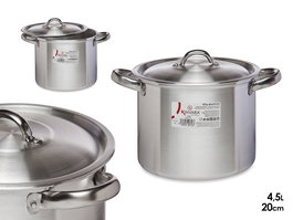 Kinvara Olla de Aluminio 20 cm 4.5 L Color Plata Apta para Gas y Horno (Set de 6)