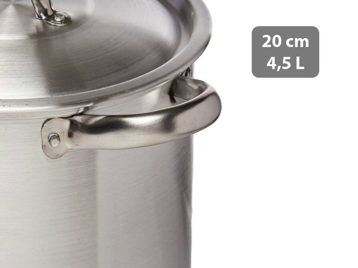 Kinvara Olla de Aluminio 20 cm 4.5 L Color Plata Apta para Gas y Horno (Set de 6)