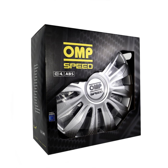 Omp Juego de 4 Tapacubos Magnum Plata/Carbono 13 Pulgadas