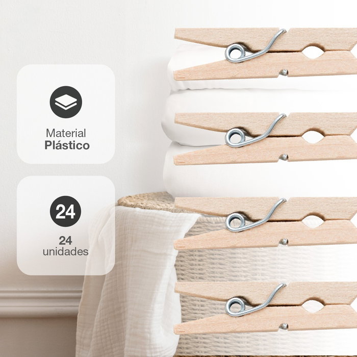 Dovelis Pack 24 pinzas madera para ropa