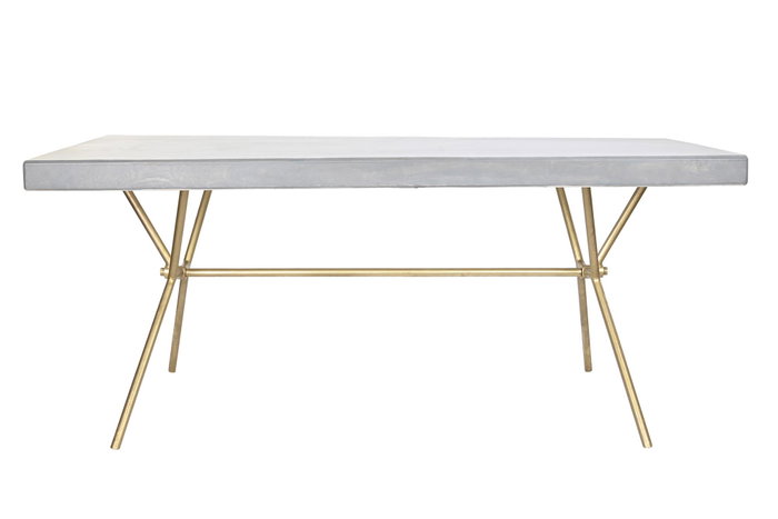 DKD Home Decor Mesa Comedor Cruz Rombo Moderno Blanco Dorado 90 x 76 x 180 cm