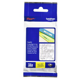 Brother TZe-135 Cinta Laminada 12mm x 8m Blanco sobre Transparente