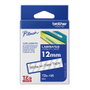 Brother TZe-135 Cinta laminada de 12 mm, 8 m, Blanco sobre transparente