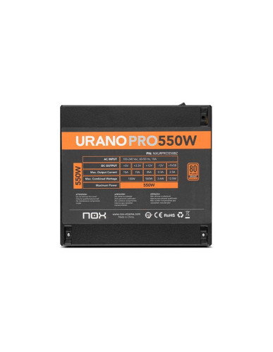 Nox Urano PRO 550W 80 PLUS Bronze Negro, Naranja RTX/SLI Ready build edition/Black, Orange