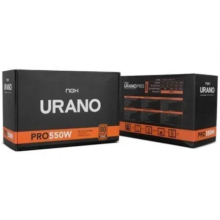 Nox Fuente de Alimentación Urano PRO 550W 80 Plus Bronze - Ventilador 120 mm PWM Ultrasilencioso - Cables Planos Extralargos - Certificación 80 PLUS Bronze - ATX - Ref: NXURPRO550BZ