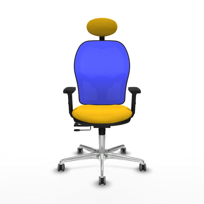 PIQUERAS Y CRESPO Silla de oficina Jorquera con mecanismo Sincro/Traslack, asiento amarillo y respaldo azul