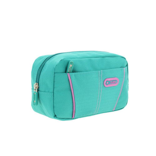 Totto Estuche AC52KLA002-1710Z-V2P, escolar dos bolsillos verde/gomas rosas