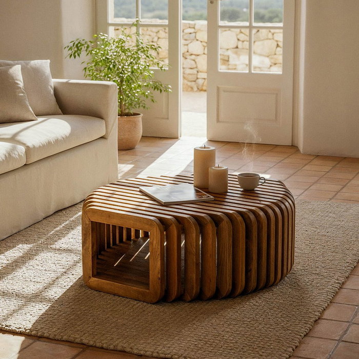 Mesa Centro Madera de Mango Salón 84 X 85 X 32 cm Mesa Centro Madera de Mango Salón 84 X 85 X 32 cm