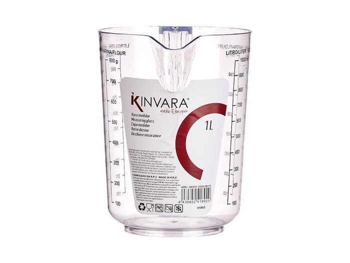 Kinvara Jarra Medidora Transparente 1 L (1000 ml) 11.4x15x18 cm de Plástico (PS) (Set de 36)