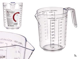 Kinvara Jarra Medidora Transparente 1 L (1000 ml) 11.4x15x18 cm de Plástico (PS) (Set de 36)