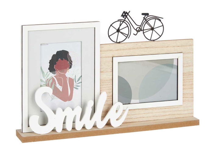 Giftdecor Portafotos Doble Smile 40x27x6 cm Marrón Negro (Set de 6)