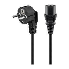 Goobay 68604 Cable de Conexión C13 a Enchufe Schuko Negro 1.5m, Angular, H05VV-F3G, 250V 10A, para Europa