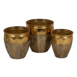 Ixia Set de 3 Maceteros Oro Metal Decoración
