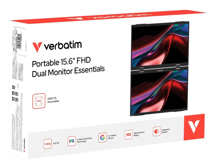 Verbatim Monitor Portátil Doble 15.6'' FHD IPS Negro Verbatim Monitor Portátil Doble 15.6'' FHD IPS Negro