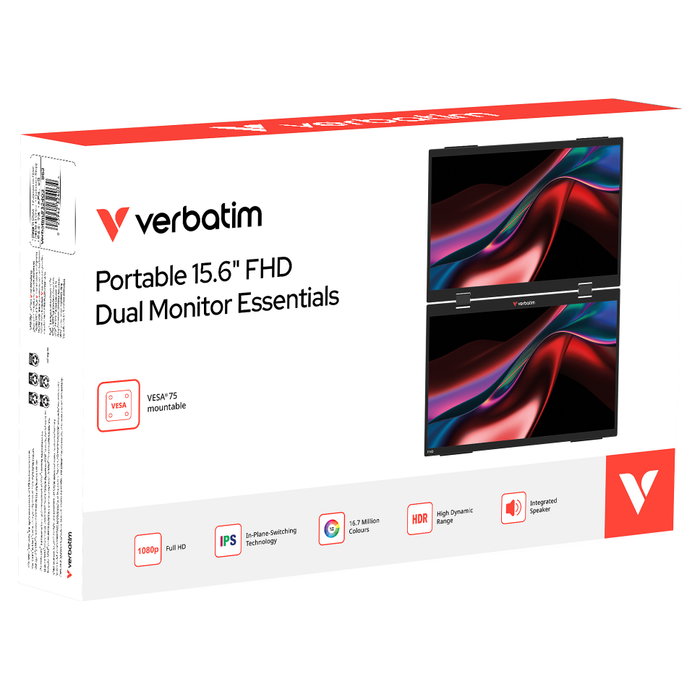 Verbatim Monitor Portátil Doble 15.6'' FHD IPS Negro Verbatim Monitor Portátil Doble 15.6'' FHD IPS Negro