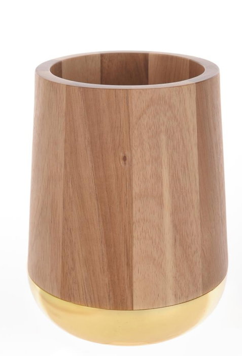 DKD Home Decor Set de 4 Botes para Utensilios de Acacia y Acero Inoxidable