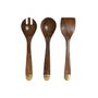 DKD Home Decor Set de 4 Botes para Utensilios de Acacia y Acero Inoxidable