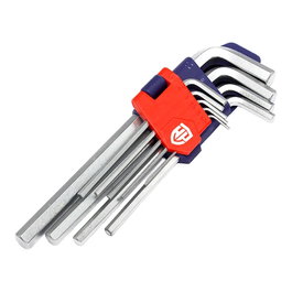 Workpro Juego de Llaves Allen de 9 Piezas Métricas, Cromo Vanadio, con Soporte (1.5, 2, 2.5, 3, 4, 5, 6, 8, 10 mm)
