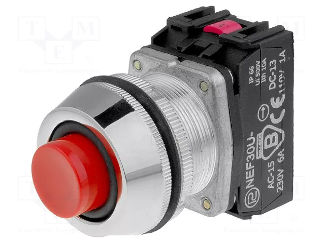 PROMET Interruptor de presión rojo 30mm NC + NA PROMET Interruptor de presión rojo 30mm NC + NA
