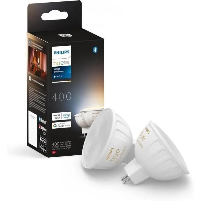 Philips Hue PHI8719514491588 Bombilla Conectada MR16 Luz Blanca Bluetooth Pack 2 Funciona App Voz Philips Hue PHI8719514491588 Bombilla Conectada MR16 Luz Blanca Bluetooth Pack 2 Funciona App Voz