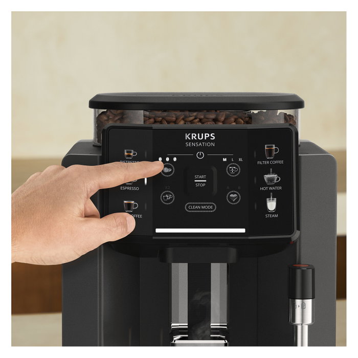 Krups Sensation C50 EA910810 Máquina espresso totalmente automática 1450W con molinillo y depósito 1.7L gris y negro