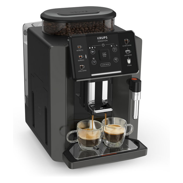 Krups Sensation C50 EA910810 Máquina espresso totalmente automática 1450W con molinillo y depósito 1.7L gris y negro