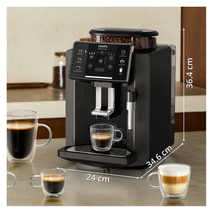 Krups Sensation C50 EA910810 Máquina espresso totalmente automática 1450W con molinillo y depósito 1.7L gris y negro