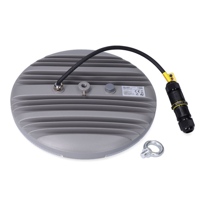 EDM Campana LED 100W, 10000 Lúmenes, Luz Fría 6400K, IP65, Aluminio, 144 LEDs, 220-240V, Ø26x4.5cm