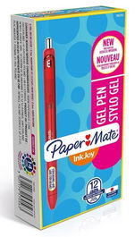 Paper Mate Inkjoy Gel Brillante Bolígrafo Retráctil Punta Media Rojo Caja -12U-