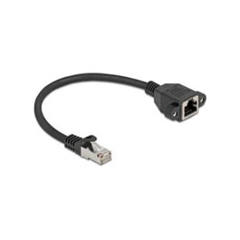 DeLOCK Cable de extensión de red Cat6a S/FTP RJ45 de 0,25 m Negro