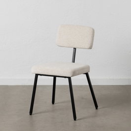 Silla Blanco Tejido-Metal Decoración 42,50 X 55 X 77,50 cm (Set de 4)