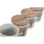 DKD Home Decor Azucareros de Gres Árbol de la Vida, Pack de 4, Beige y Blanco roto