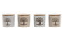 DKD Home Decor Azucareros de Gres Árbol de la Vida, Pack de 4, Beige y Blanco roto
